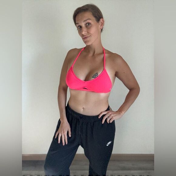 Hurley Bikini Top Neon Pink Peekaboo Cut Out Medium Vacation - Picture 3 of 9